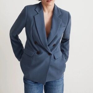 Madewell Rosedale Blazer in Crepe Nighttime Blue 10 NWT Double Breasted